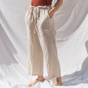 Vintage Wide Leg Linen Trousers